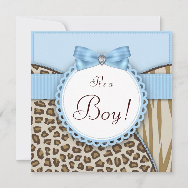Boys Elegant Safari Baby Shower Einladung (Vorderseite)