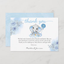 Boys Elephant Watercolor Floral Baby Dusche