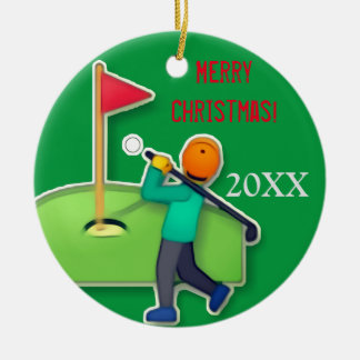 Boys Emoji Golf Grün Weihnachten Keramik Ornament