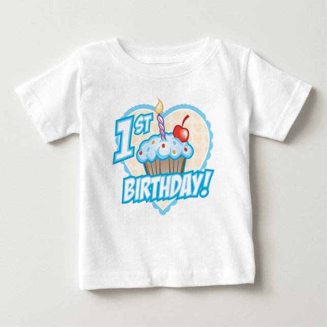 Boys erster Geburtstag Cupcake T - Shirt (Vorderseite)