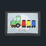 Boy's farbenfrohe Doodle Lokomotive Zug mit Name Tri-fold Geldbeutel<br><div class="desc">Dieses coole Design ist Teil einer Kollektion mit niedlichen Transportdoodles für Baby- und Mädchenbekleidung und Accessoires. Dieses Design verfügt über einen handgezeichneten bunten Lokomotivzug und kann mit dem Namen Ihres Jungen personalisiert werden. Perfekt als Geburtstagsgeschenk für die erste Brieftasche eines Zugliebhabers! Karo in unserem Shop für andere tolle Artikel.</div>