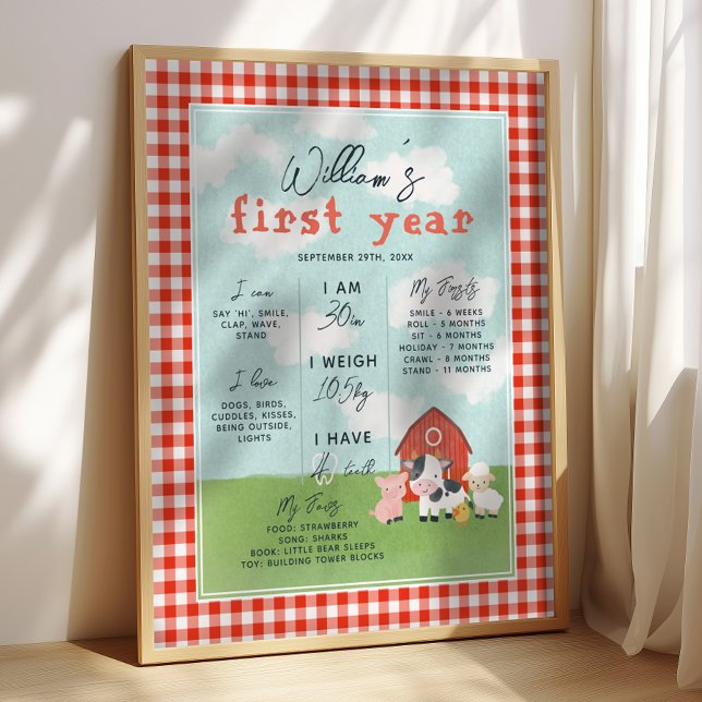 Boys Farm 1st Year Birthday Milestone  Poster (Von Creator hochgeladen)