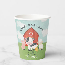 Boys Farm Animal Barnyard Cute 2nd Birthday Pappbecher