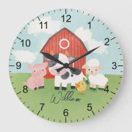 Boys Farm Animal Barnyard Kids Kinderzimmer Große Wanduhr