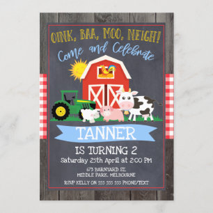 Boys Farm Traktor Chalkboard Geburtstagseinladung Einladung