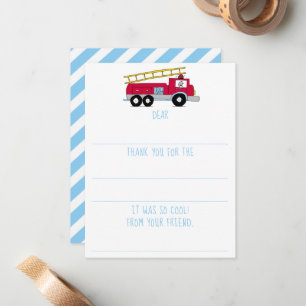 Boys Fill-in Fire Truck Geburtstag Vielen Dank Mitteilungskarte