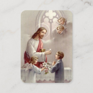 Boys First Heilige Kommunion Prayer Card Visitenkarte