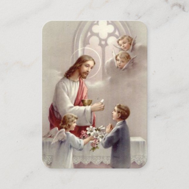 Boys First Heilige Kommunion Prayer Card Visitenkarte (Vorderseite)