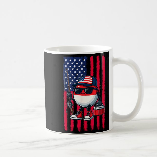 Boys Fishing Rod American Flag Patriotic Fishing F Kaffeetasse (Rechts)