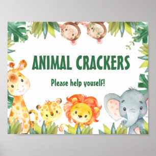 Boys Foliage Wild One Safari Tiere Geburtstagszeic Poster