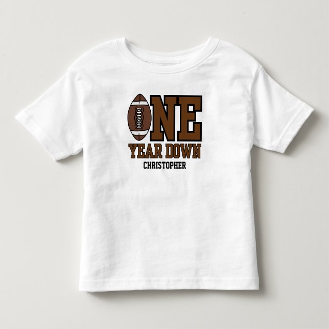 Boys Football First Year Down 1st Birthday Party Kleinkind T-shirt (Vorderseite)