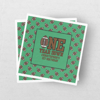 Boys Football First Year Down 1st Birthday Party Serviette