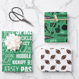 Boys Football Green Sports Geburtstag Geschenkpapier Set