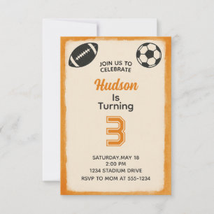 Boys Football Sports Geburtstagsparty Einladung