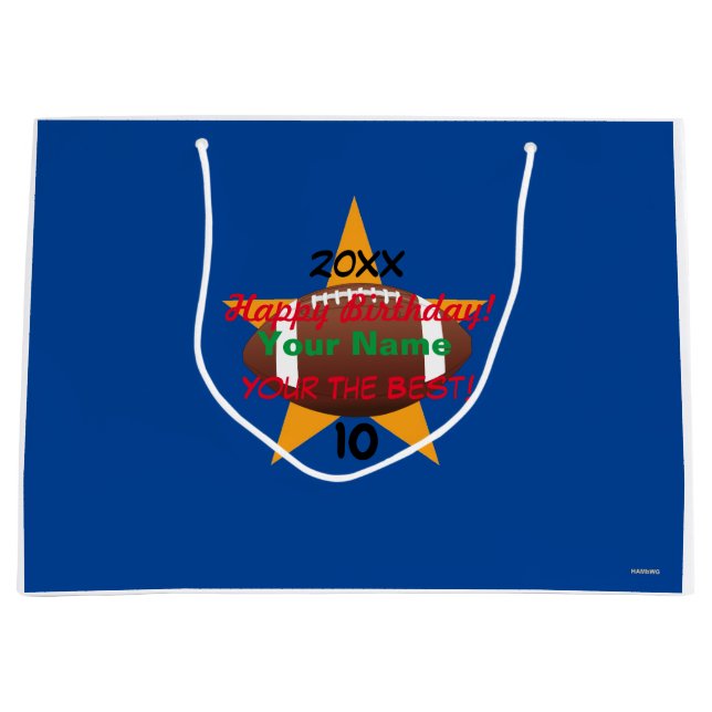 Boy's Football Thema Personalisierte Geschenktasch Große Geschenktüte (Vorderseite)