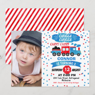 Boys Foto Aquarellbahn Einladung zum Geburtstag