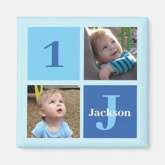 Boys Foto Collage Custom Blue Kids Foto Magnet