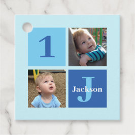 Boys Foto Collage Custom Blue Kindergeburtstag Par Geschenkanhänger