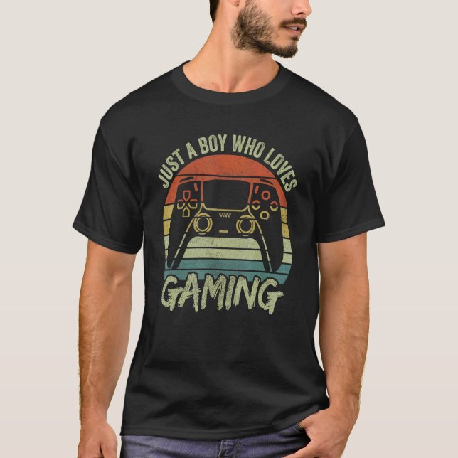Boys Gamer Apparel Just A Boy Who Loves Gaming T-Shirt (Vorderseite)