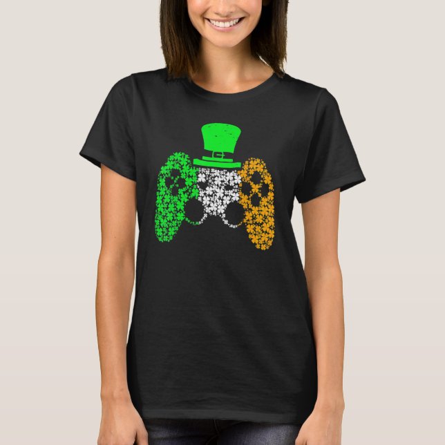 Boys Gamer Game Lucky Kleeblatt St Patricks Day II T-Shirt (Vorderseite)