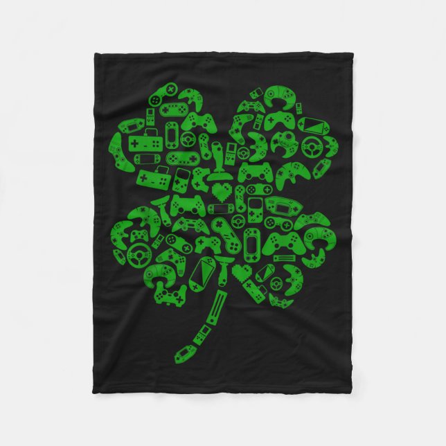 Boys Gamer Game Shamrock St Patricks Day Irish Men Fleecedecke (Vorderseite)