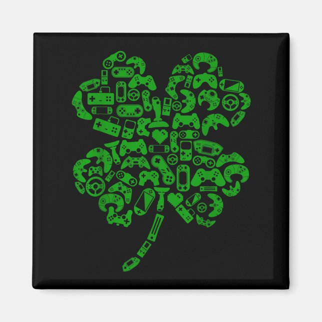 Boys Gamer Game Shamrock St Patricks Day Irish Men Magnet (Vorne)