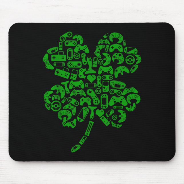 Boys Gamer Game Shamrock St Patricks Day Irish Men Mousepad (Vorne)
