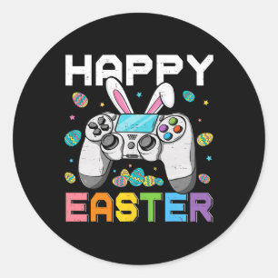 Boys Gamer Happy Ostertag Videospiele Bunny Gami Runder Aufkleber