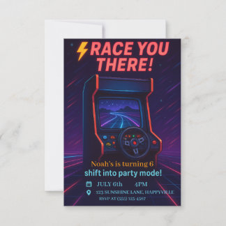 Boys Gaming - Retro Arcade Racing Geburtstag Einladung