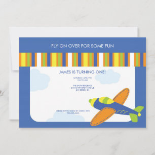 Boys Geburtstag Einladung Niedlich Blue Airplane