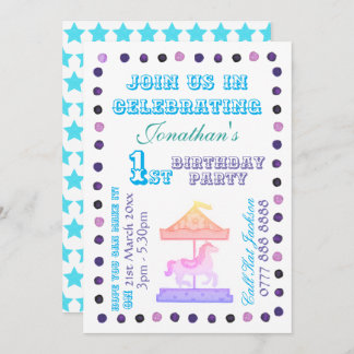 Boys/Girls B'day Party Einladung - Karussell