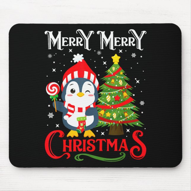 Boys Girls Men Women Christmas Pajamas Funny Pengu Mousepad (Vorne)