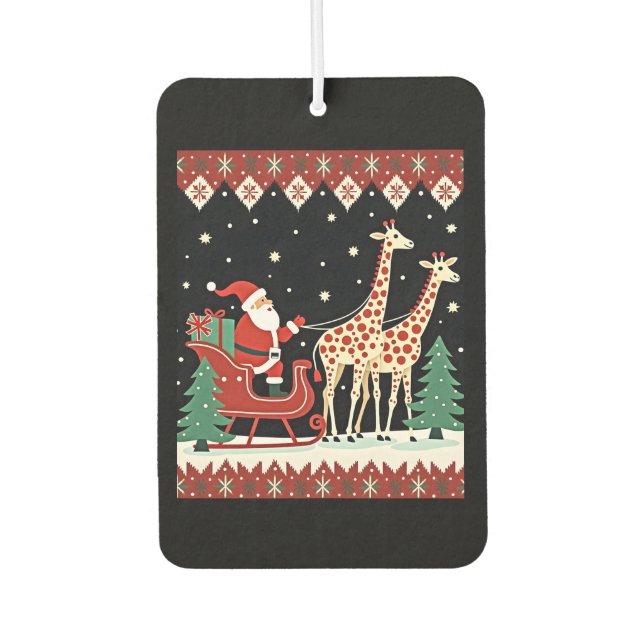 Boys Girls Santa Claus Riding Giraffe Sleigh Ugly  Autolufterfrischer (Vorderseite)