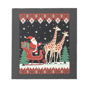 Boys Girls Weihnachtsmann Reitender Giraffe Schlit Notizblock