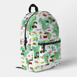 Boys Girls World Map Vehicles Bedruckter Rucksack