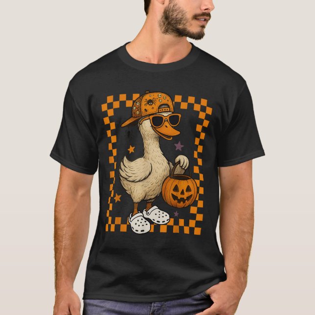 Boys Goose Halloween Spooky Goosey Silly Goose Pum T-Shirt (Vorderseite)