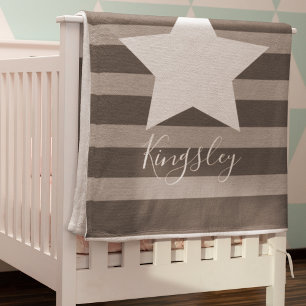 Boys Gray Star Baby Milestone Fleecedecke