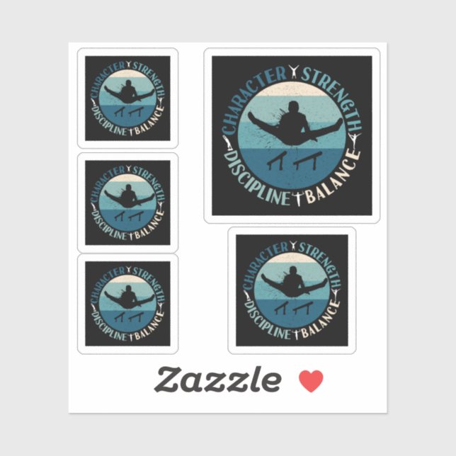 Boys Gymnastics Character Strength Discipline Aufkleber (Blatt)