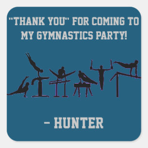 BOYS GYMNASTICS GEBURTSTAGSPARTEI PERSONALISIERT QUADRATISCHER AUFKLEBER