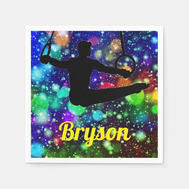 Boys Gymnastics Rings Party Serviette (Vorderseite)