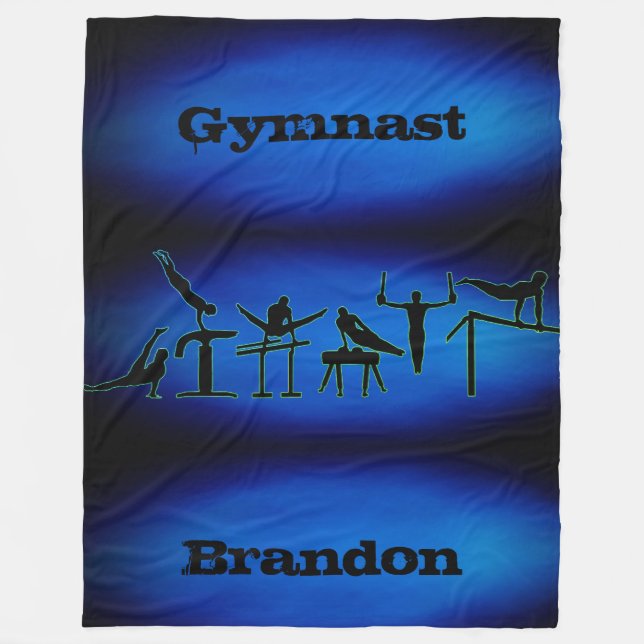 Boys Gymnastik Gymnast Blanket mit seinem Namen Fleecedecke (Vorderseite)