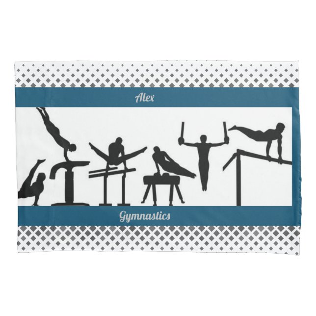 Boys Gymnastik Pillowcase mit Namen Kissenbezug (Vorderseite)