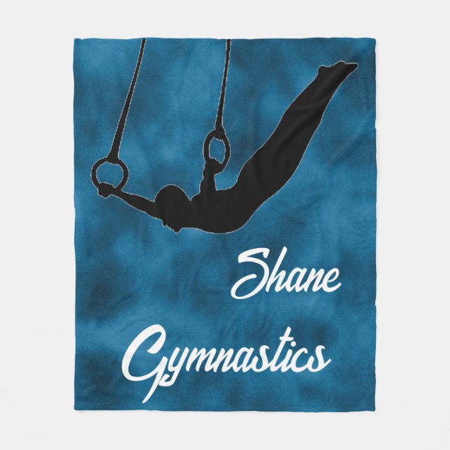 Boys Gymnastik Rings Cool Blue Personalisiert Fleecedecke (Vorderseite)