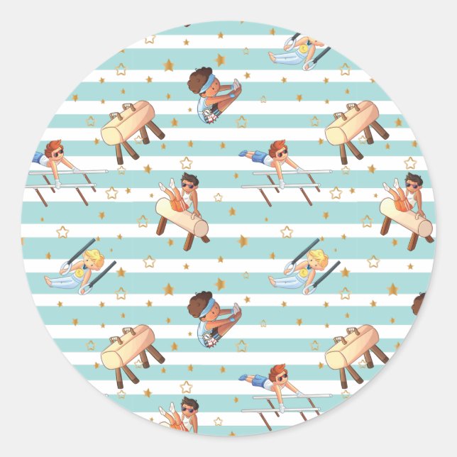 Boys Gymnastik Rings Parallel Bars Pommel Pferd Runder Aufkleber (Vorderseite)