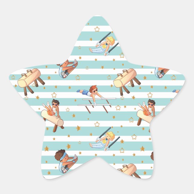 Boys Gymnastik Rings Parallel Bars Pommel Pferd Stern-Aufkleber (Vorderseite)