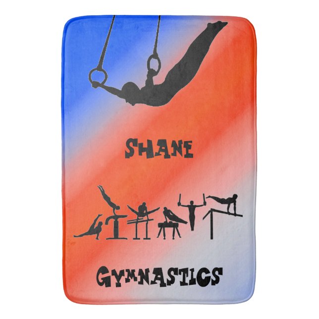 Boys Gymnastik Rings Patriotic Red White Blue Badematte (Vorderseite Vertikal)