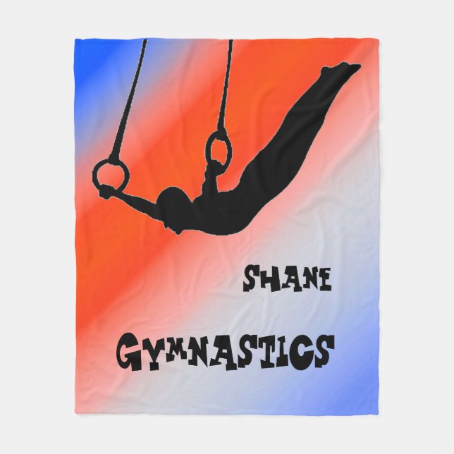 Boys Gymnastik Rings Patriotic Red White Blue Fleecedecke (Vorderseite)