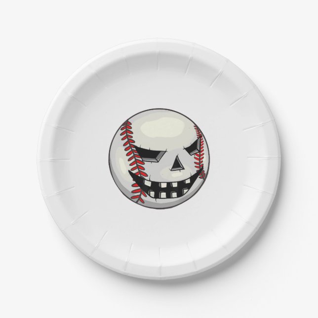 Boys Halloween Kürbislaterne Baseball Player Pappteller (Vorderseite)