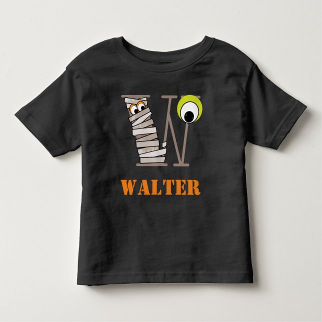 Boys HALLOWEEN Mummy Shirt w Initial W (Vorderseite)