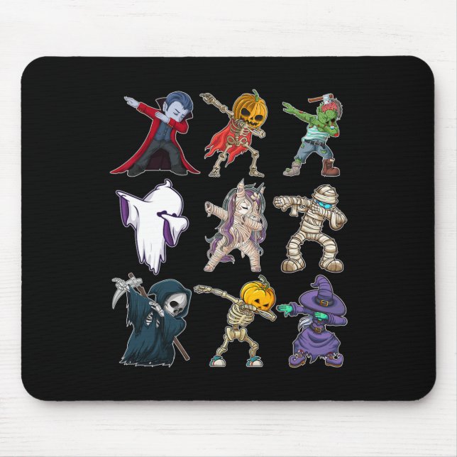 Boys Halloween Pumpkin Skeleton Kids Pumpkin Dab Mousepad (Vorne)